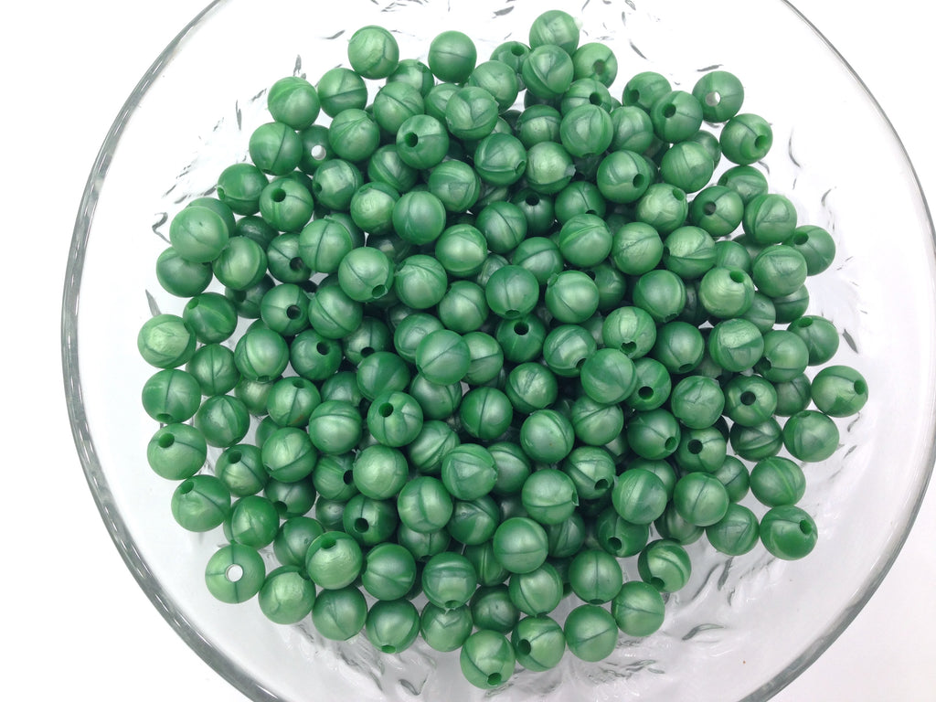 9mm Metallic Green Silicone Beads