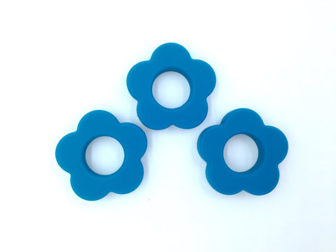 Teal Blue Silicone Flower Pendant