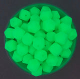 17mm Neon Green Glow in the Dark Hexagon Silicone Beads