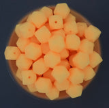 14mm Neon Orange Glow in the Dark Mini Hexagon Silicone Beads