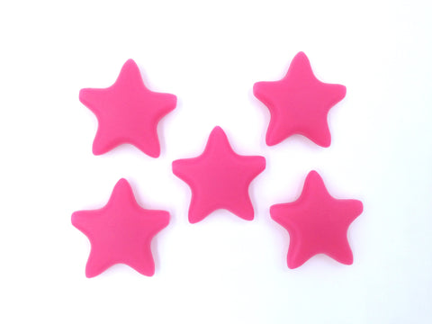 Light Hot Pink Star Silicone Teething Beads