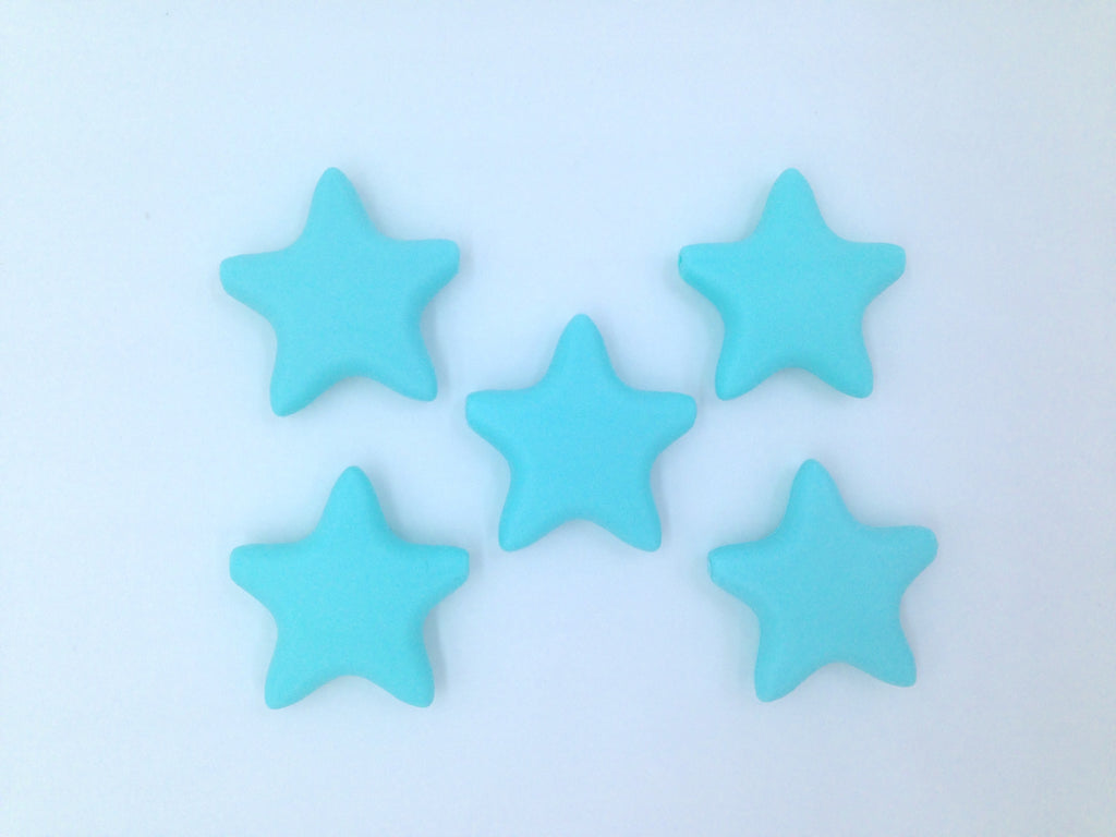 Aqua Star Silicone Beads