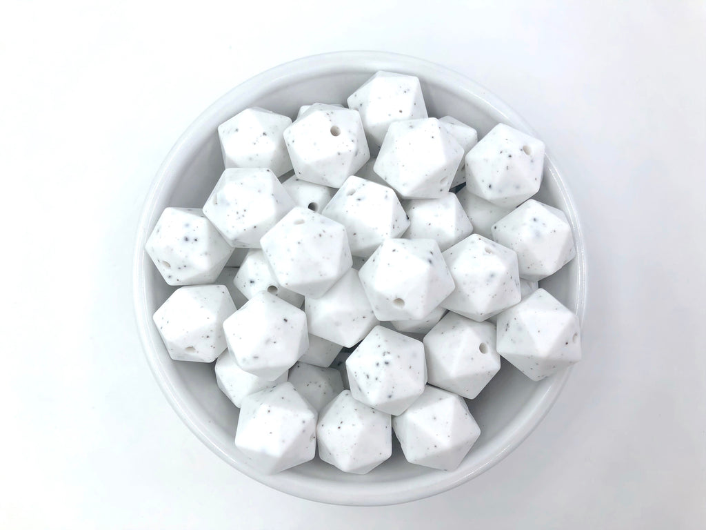 17mm Speckled ICOSAHEDRON Silicone Beads