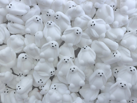 White Floppy-Eared Bunny Silicone Beads