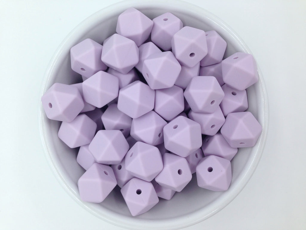 14mm Lavender Mist Hexagon Silicone Beads