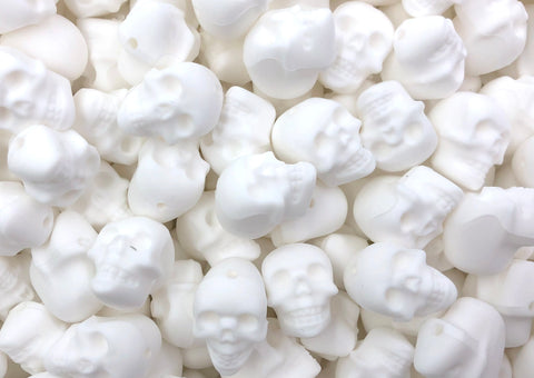 Skull Silicone Beads--White