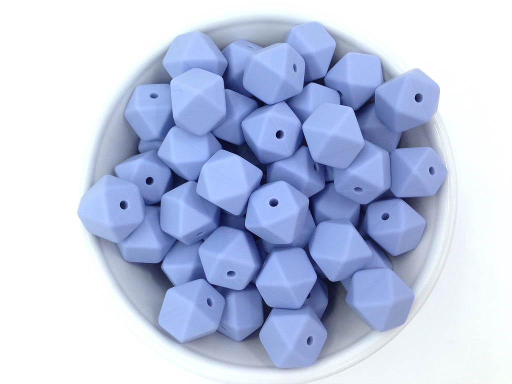 14mm Tranquility Blue Hexagon Silicone Beads