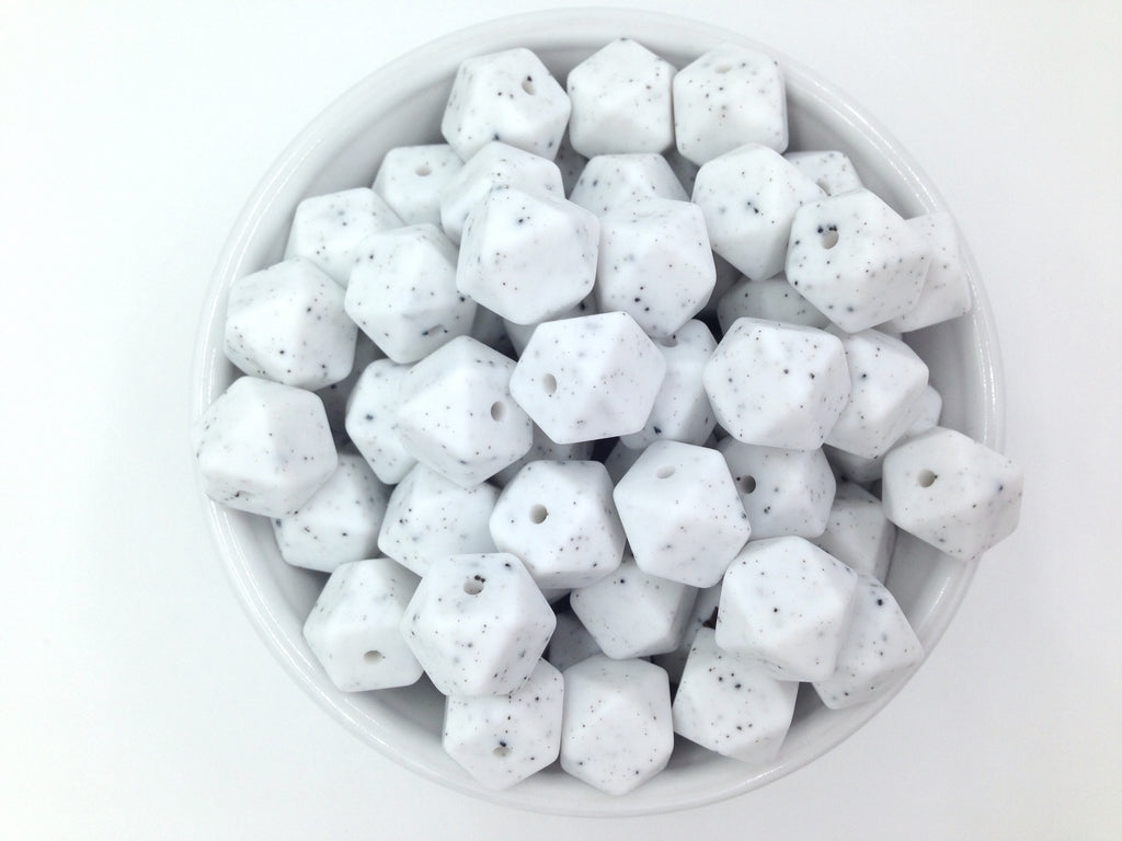 14mm Speckled Hexagon Silicone Beads