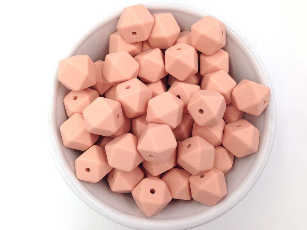 14mm Peach Sorbet Hexagon Silicone Beads