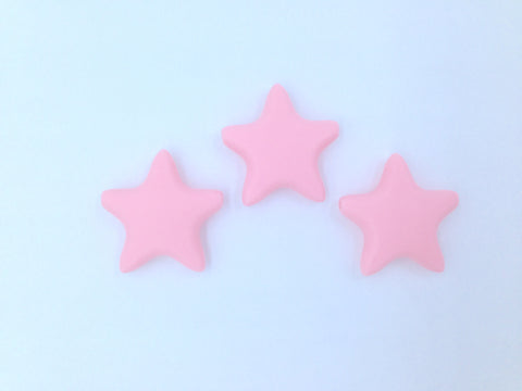 Pink Quartz Star Silicone Teething Beads