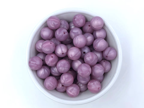 15mm Metallic Lilac Purple Silicone Beads