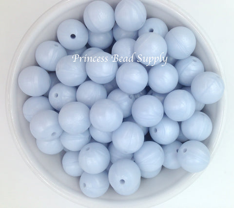 15mm Baby Blue Pearl Silicone Beads