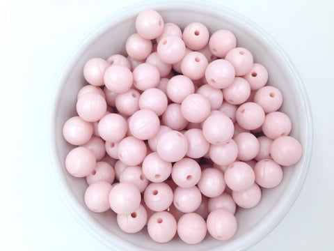 12mm Powder Pink Pearl Silicone Beads