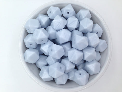 14mm Baby Blue Pearl Mini Hexagon Silicone Beads