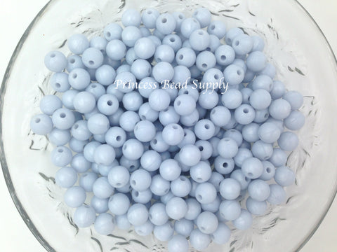 9mm Baby Blue Pearl Silicone Beads