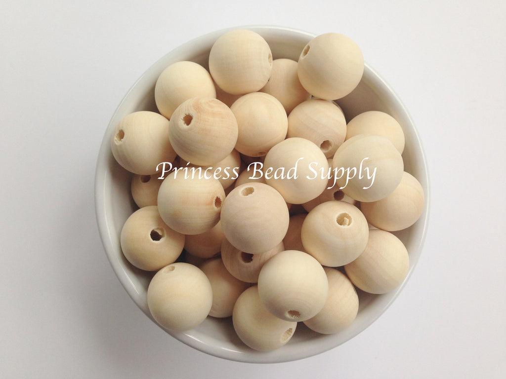 20mm Natural Wood Round Beads