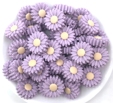 22mm Lavender Mist Daisy Beads