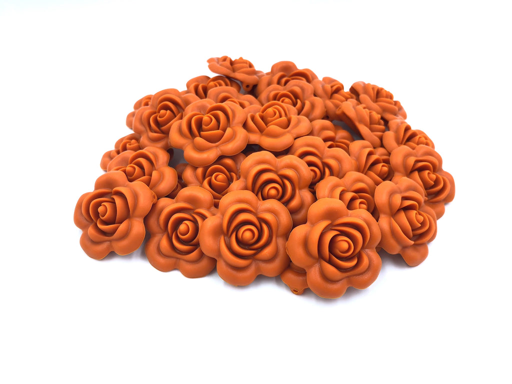40mm Pumpkin Silicone Flower Bead