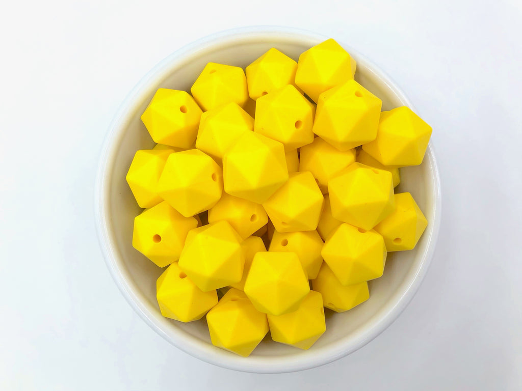 17mm Yellow ICOSAHEDRON Silicone Beads