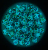 15mm Colorful Flower Print Glow in the Dark Silicone Beads