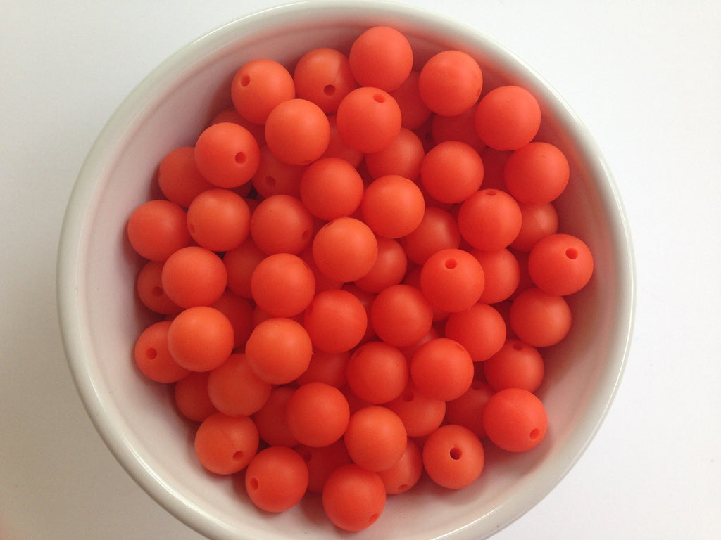 12mm Fire Orange Silicone Beads