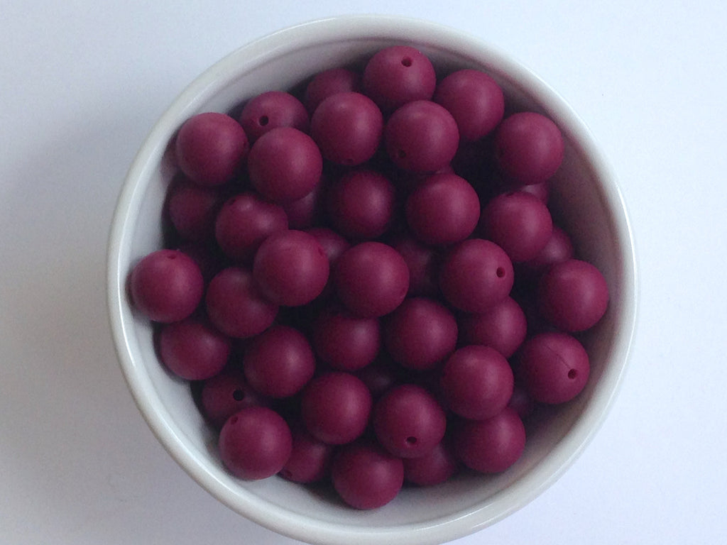 15mm Wine Silicone Beads