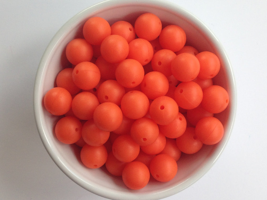 15mm Fire Orange Silicone Beads
