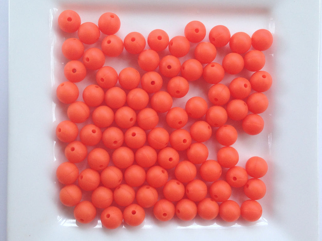 9mm Fire Orange Silicone Beads
