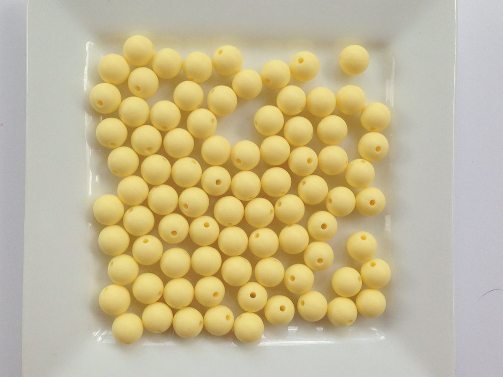 9mm Cream Yellow Silicone Beads