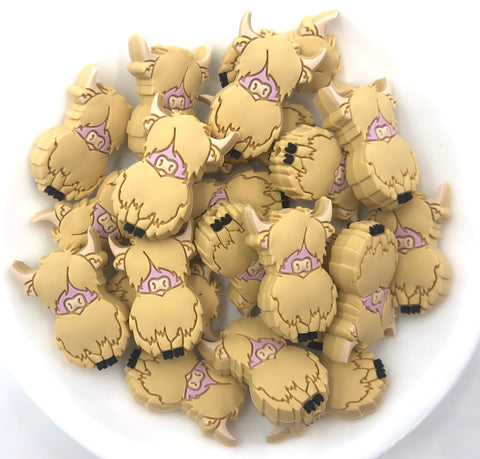 Light Brown Highland Cow Silicone Beads