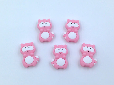SALE--Pink Raccoon Silicone Beads