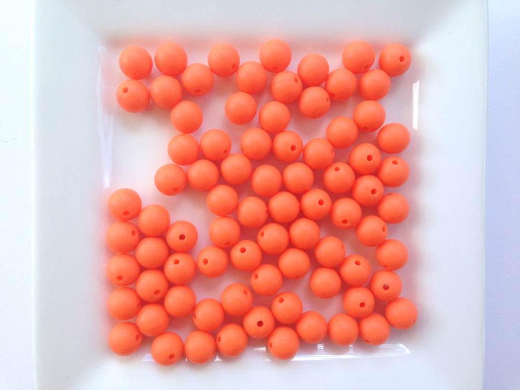 9mm Tangerine Silicone Beads