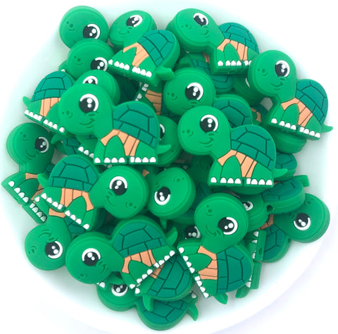 Dark Green Turtle Silicone Beads