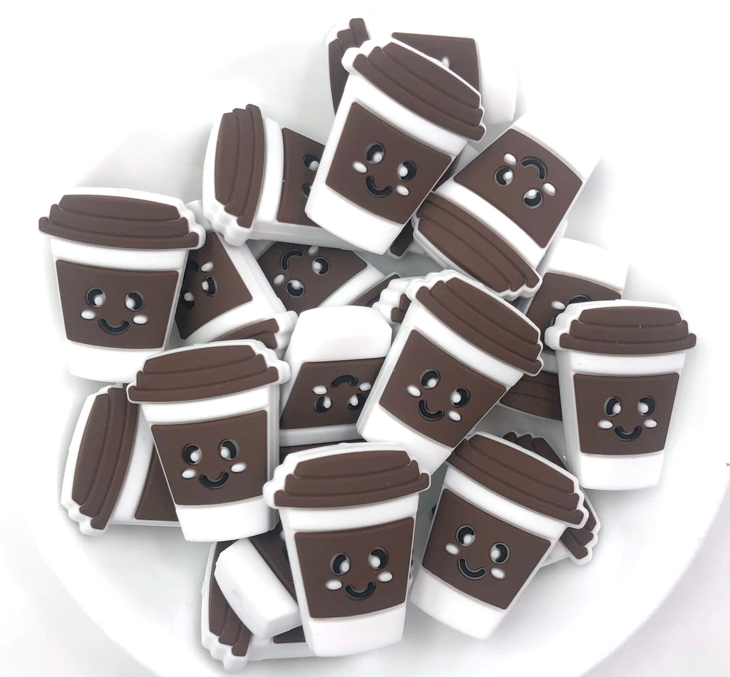 Coffee Cup Silicone Bead--Brown