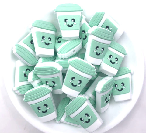 Coffee Cup Silicone Bead--Mint