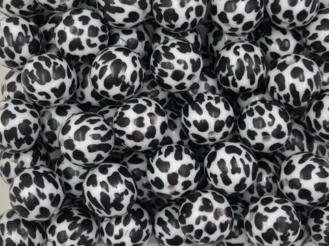 20mm Black & White Cow Print Chunky Beads