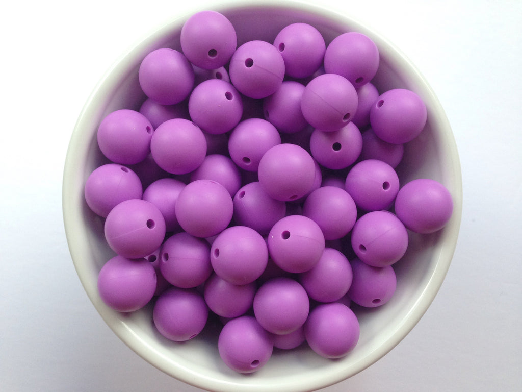 15mm Lavender Purple Silicone Beads