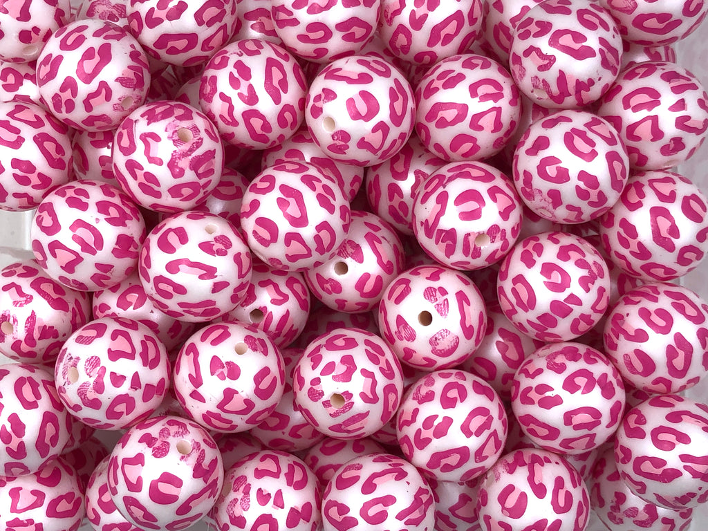 20mm Pink Leopard Chunky Beads