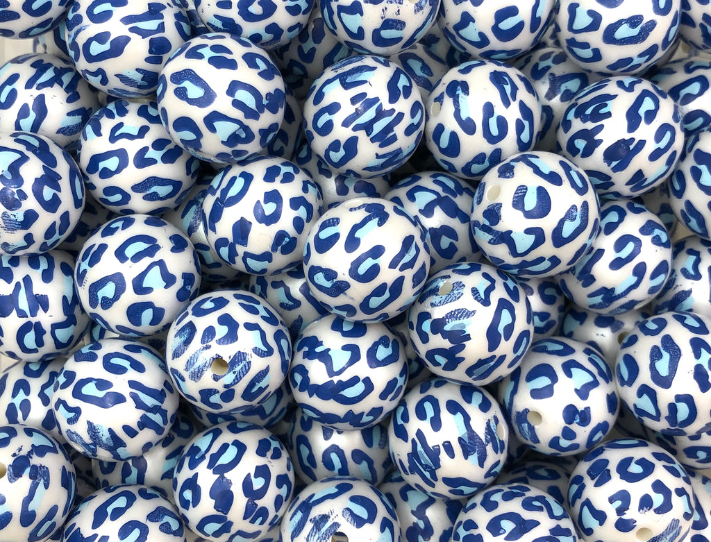 20mm Dark Blue Leopard Chunky Beads