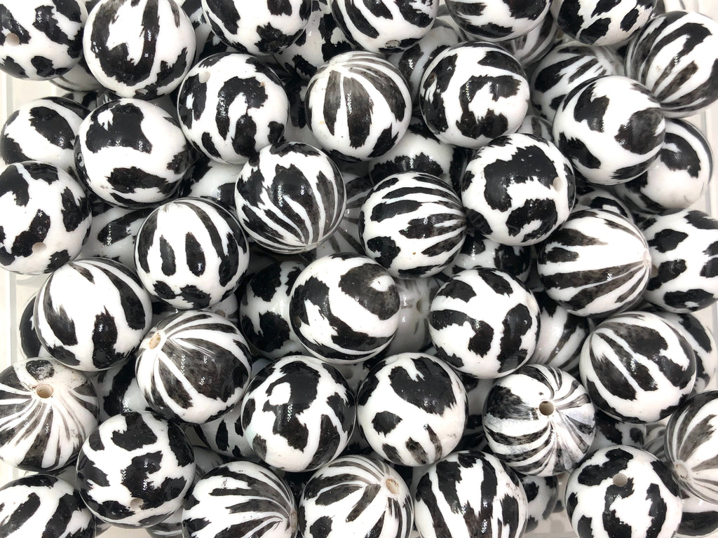 20mm Black Leopard Print Chunky Beads