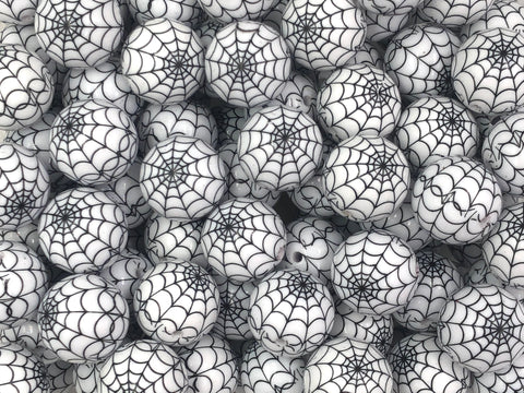 20mm White Spider Web Chunky Beads