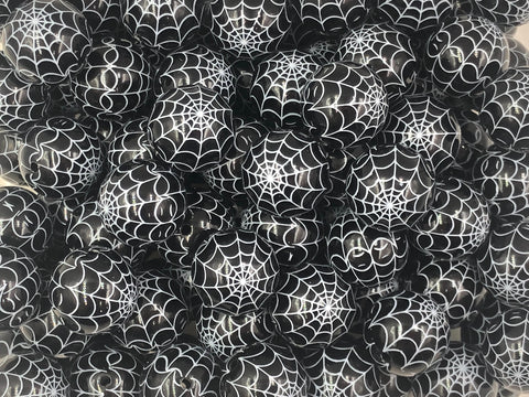 20mm Black Spider Web Chunky Beads