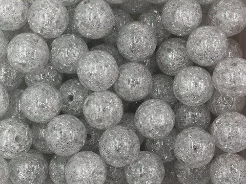 20mm Silver Glitter Crackle Acrylic  Beads