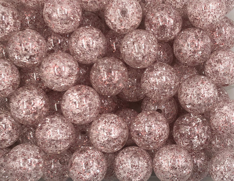 20mm Pink Glitter Crackle  Acrylic Beads
