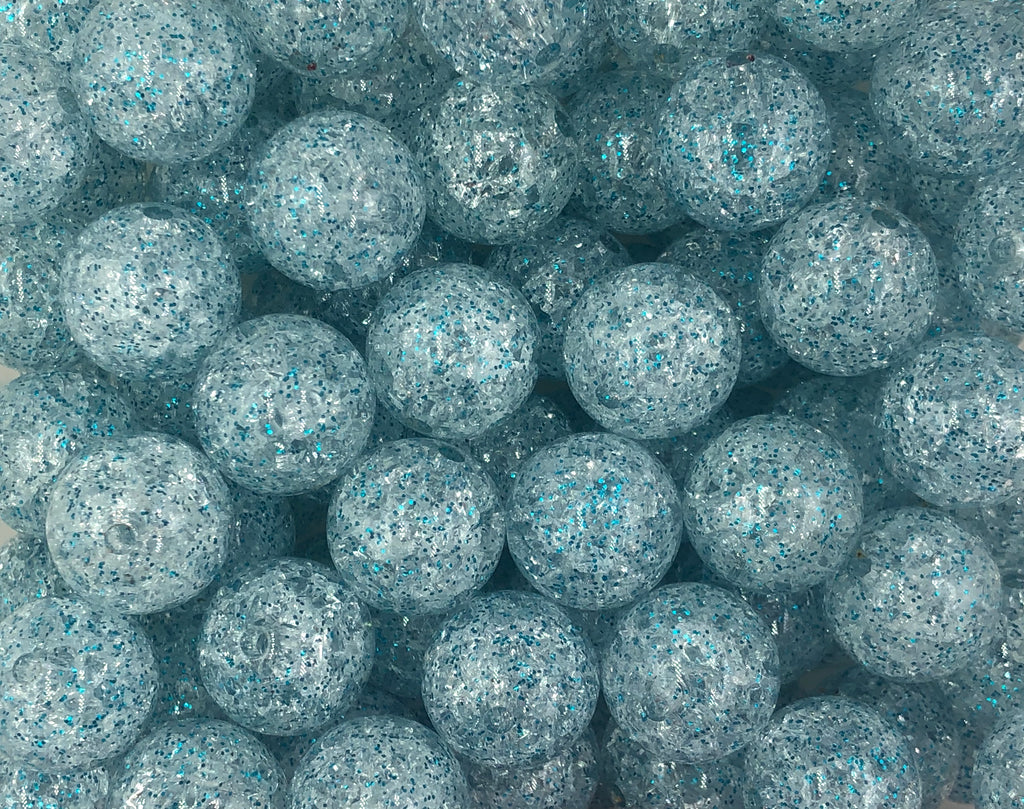 20mm Aqua Glitter Chunky Beads