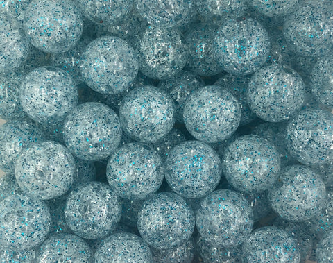 20mm Aqua Glitter Crackle Acrylic Beads