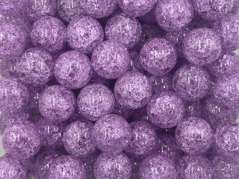 20mm Purple Glitter Chunky Beads