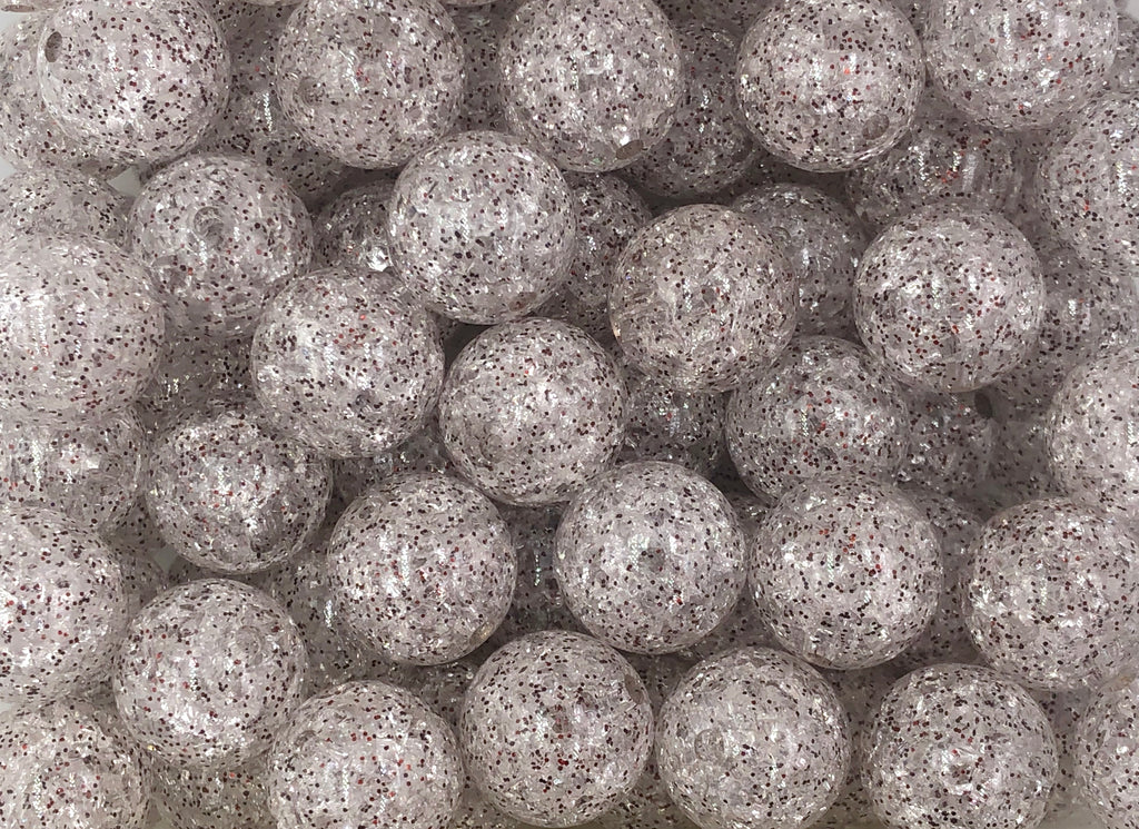20mm Black Glitter Crackle Acrylic Beads