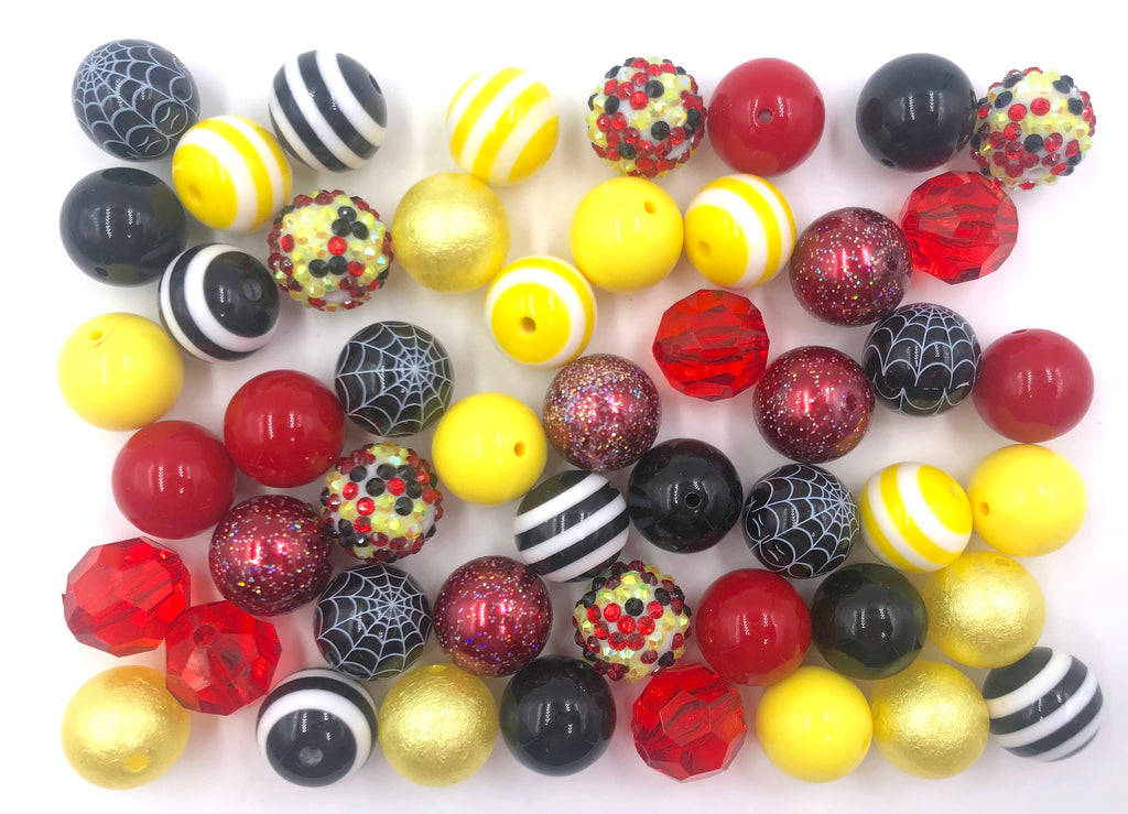 Red, Yellow & Black Bulk Chunky Bead Mix