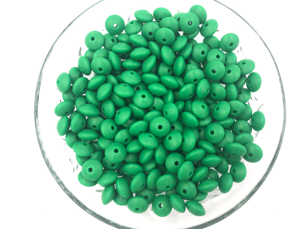Christmas Green Saucer Silicone Beads